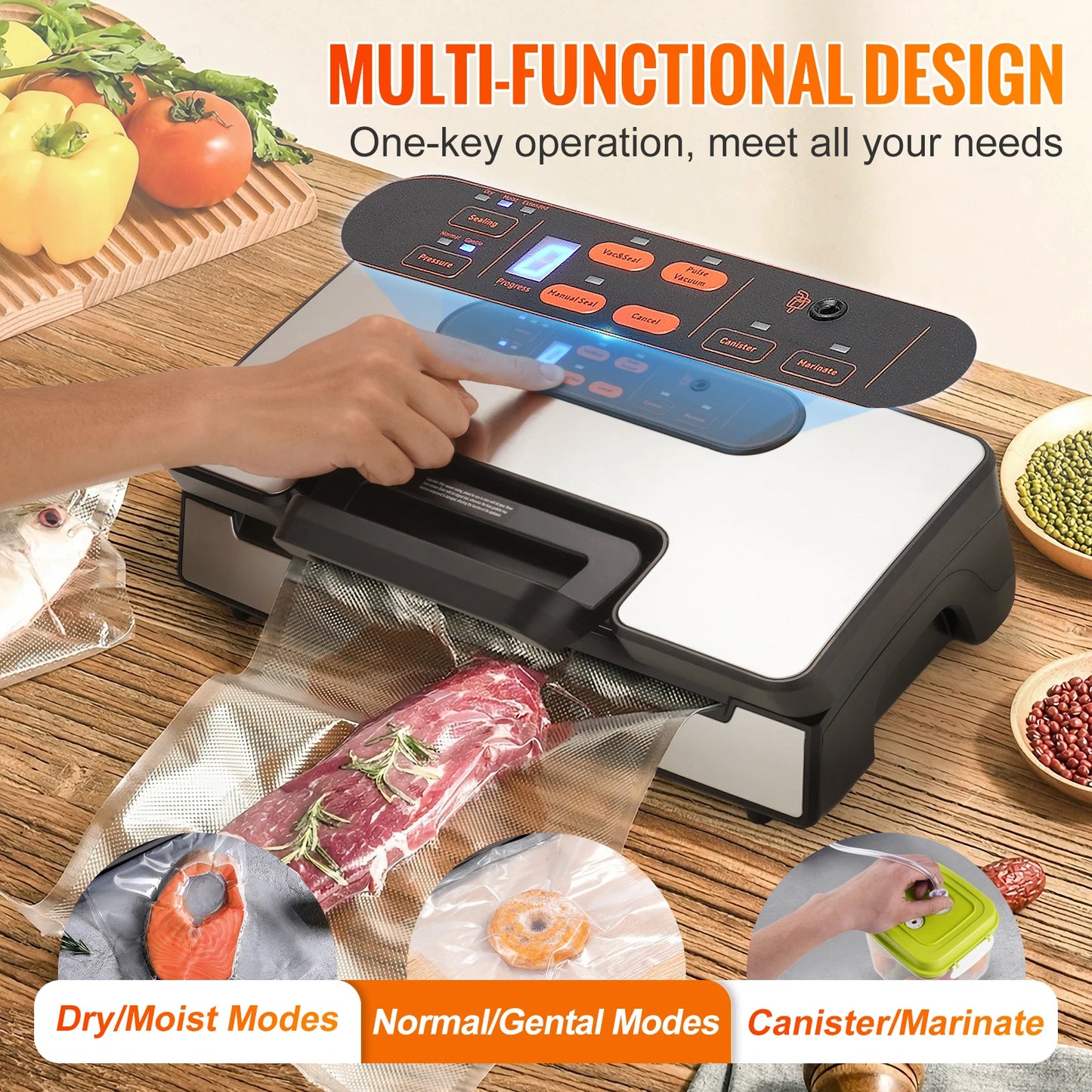 130W Vacuum Sealer Food Packaging Machine with Free 10pcs Vacuum bags