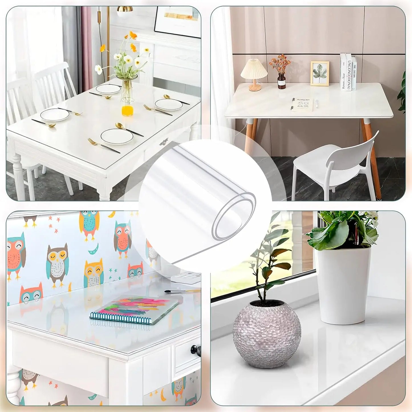 1.5mm Thick 24 x 48 Clear Vinyl Blotter Mat Table Protector, Plastic , Wipeable Easy Clean