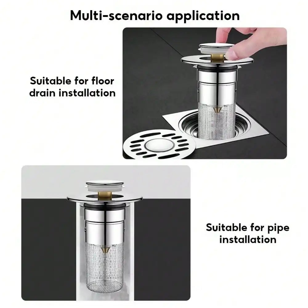 2Pcs Bathroom Sink Stopper, Universal Replacement   Stainless Steel Sink Drain Filter with Hair Catcher,1.1-1.45Inch