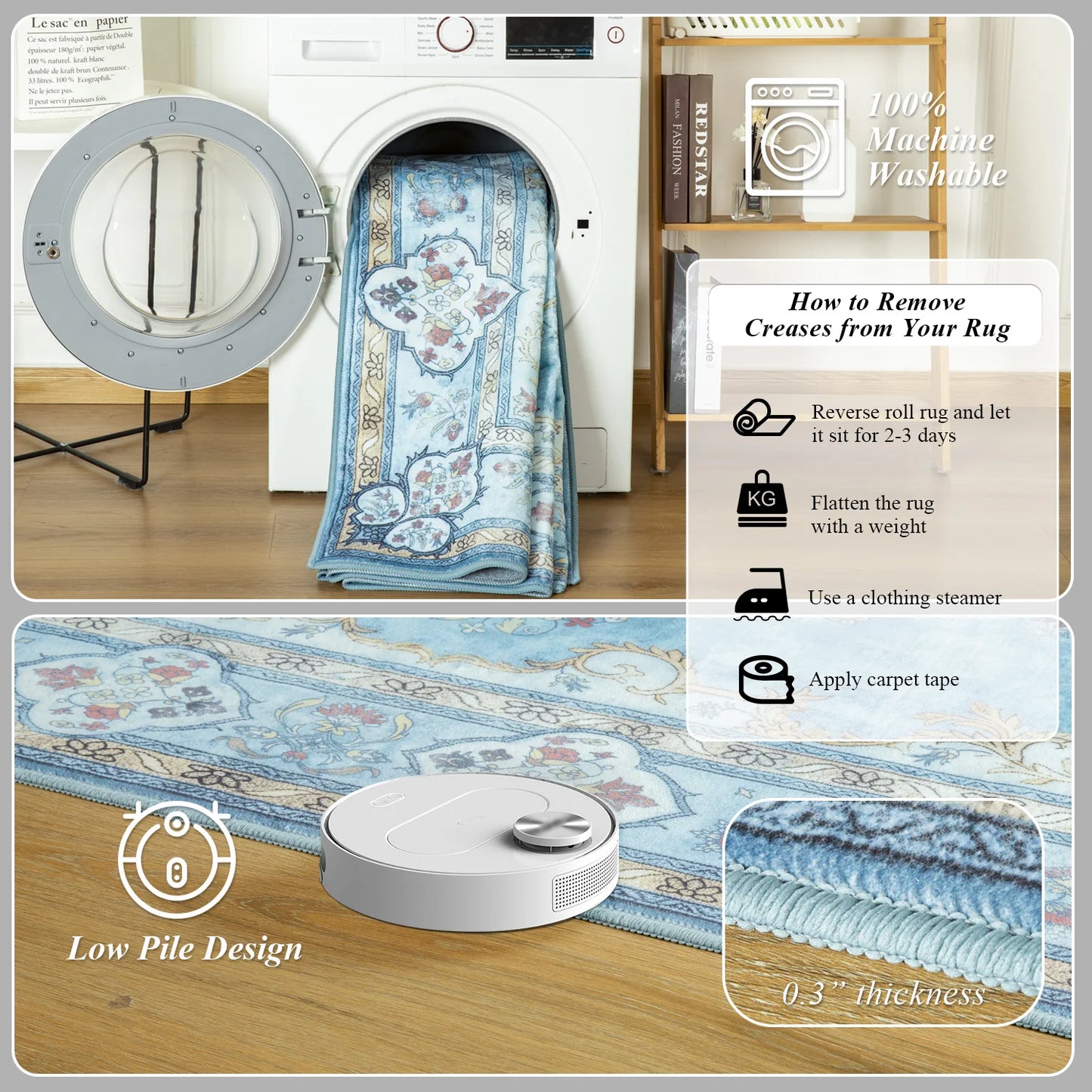 Elegant Floral Faux Wool Area Rug