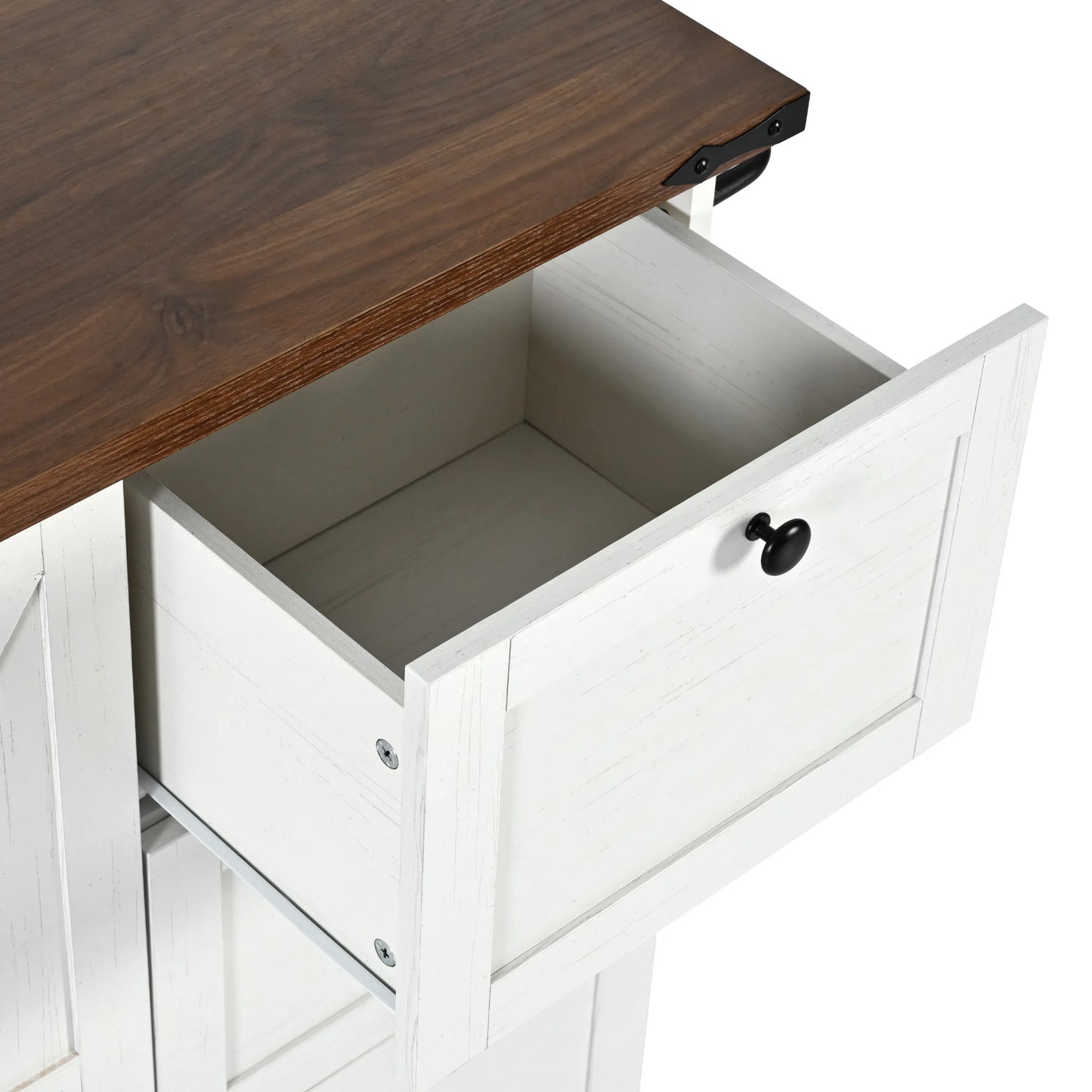 54.5" Farmhouse Kitchen Island with Power Outlet, Kitchen Storage Island  with Internal Storage Rack, Drop Leaf, Spice Rack