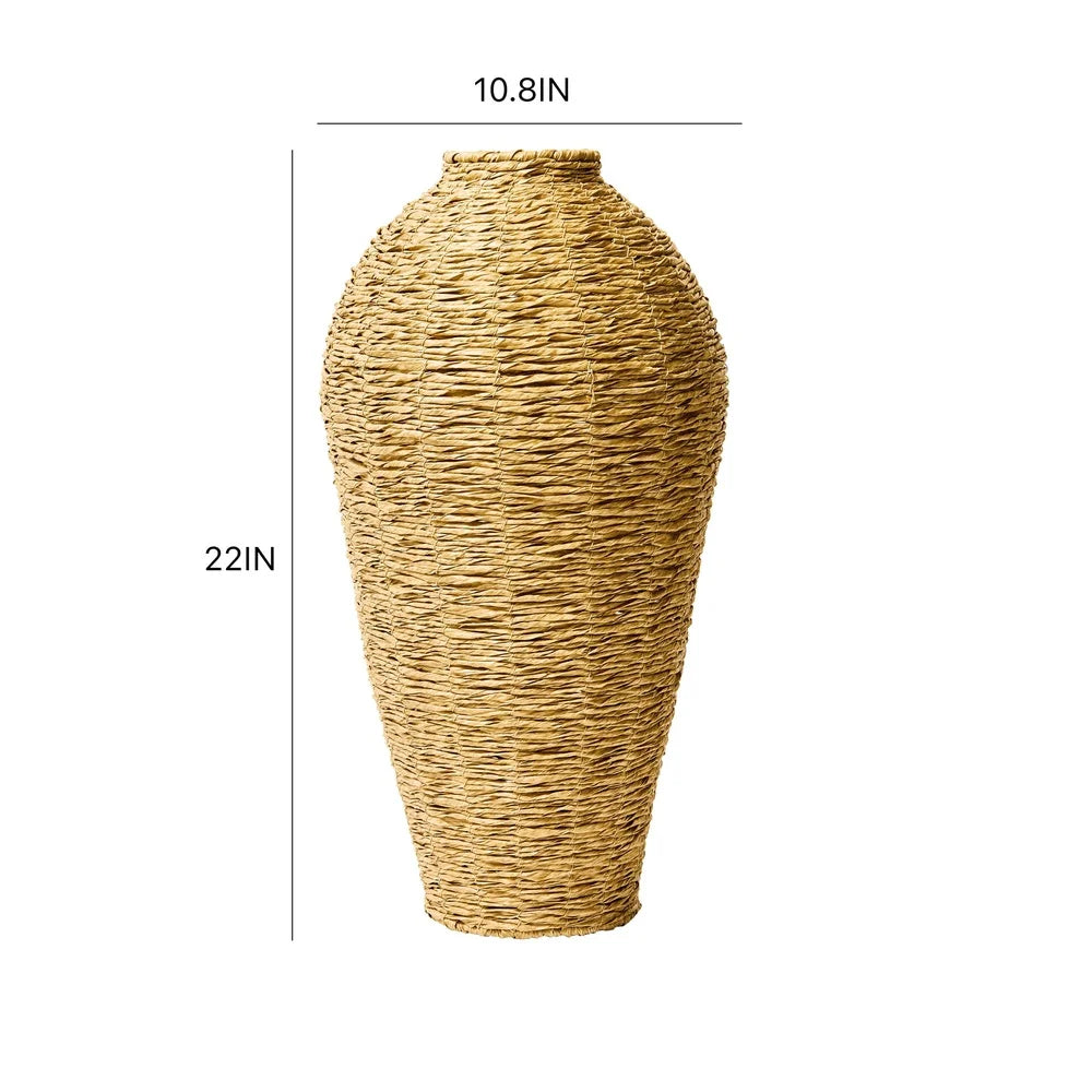 Large  Woven Faux Seagrass Floor Vase