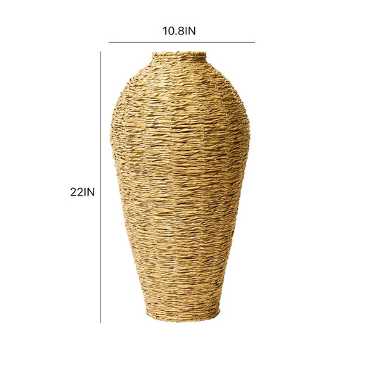 Large  Woven Faux Seagrass Floor Vase