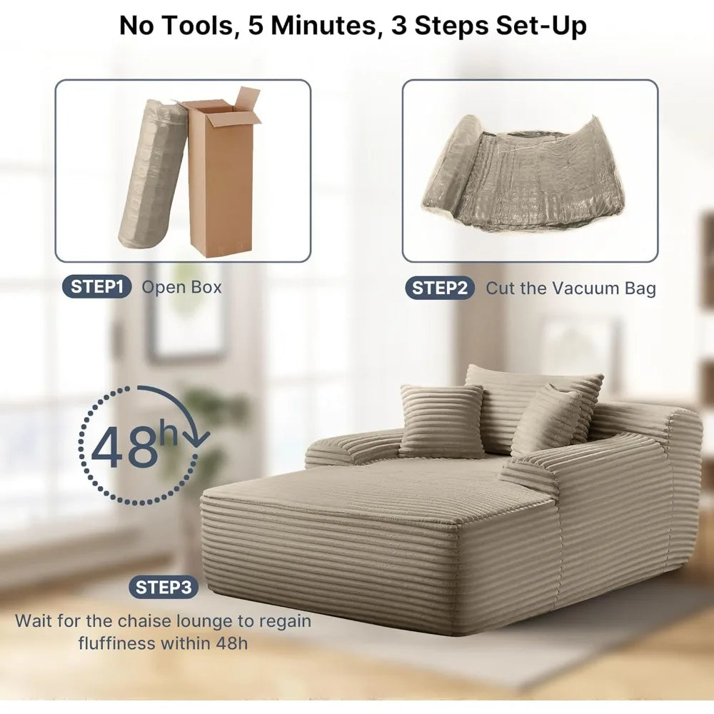 68'' Plush Corduroy Cloud Couch, Fluffy Oversized Sofa Bed for Bedroom Living Room, Comfy Boneless