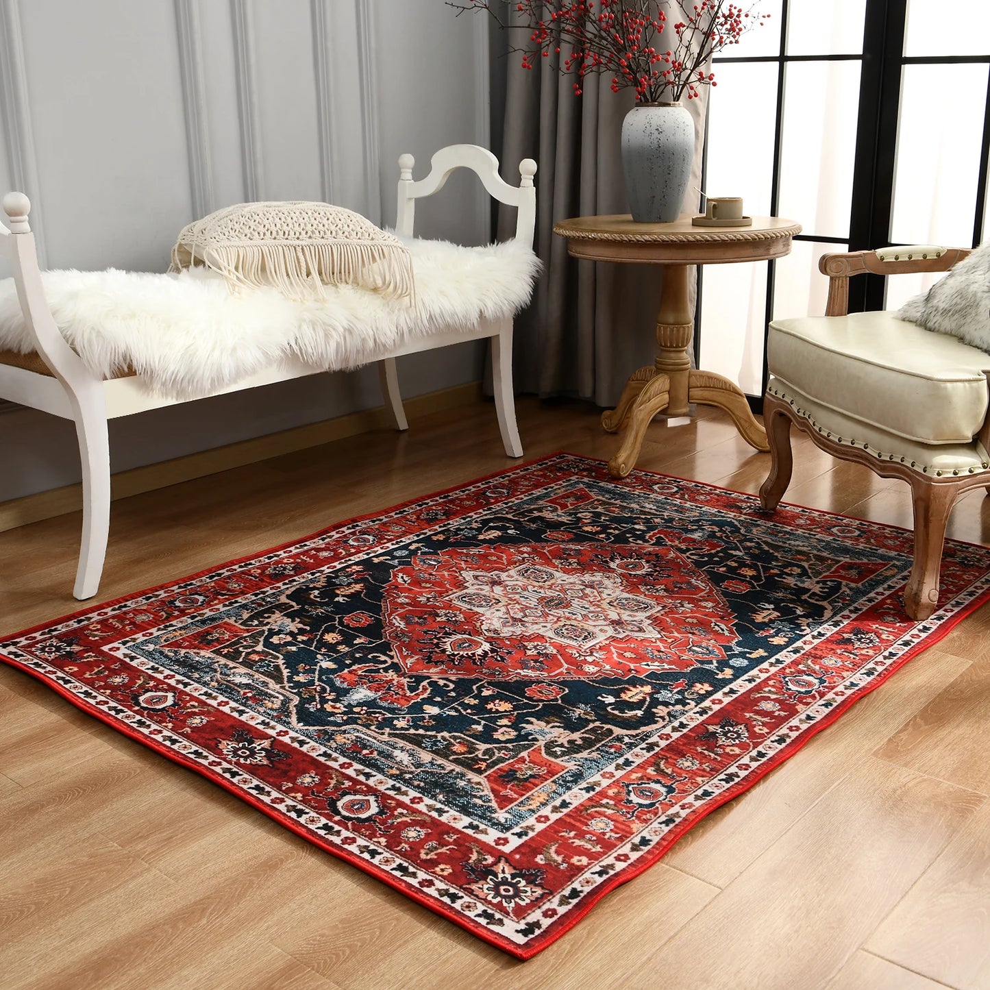 Vintage Bohemian Area Rug for Living Room, Bedroom