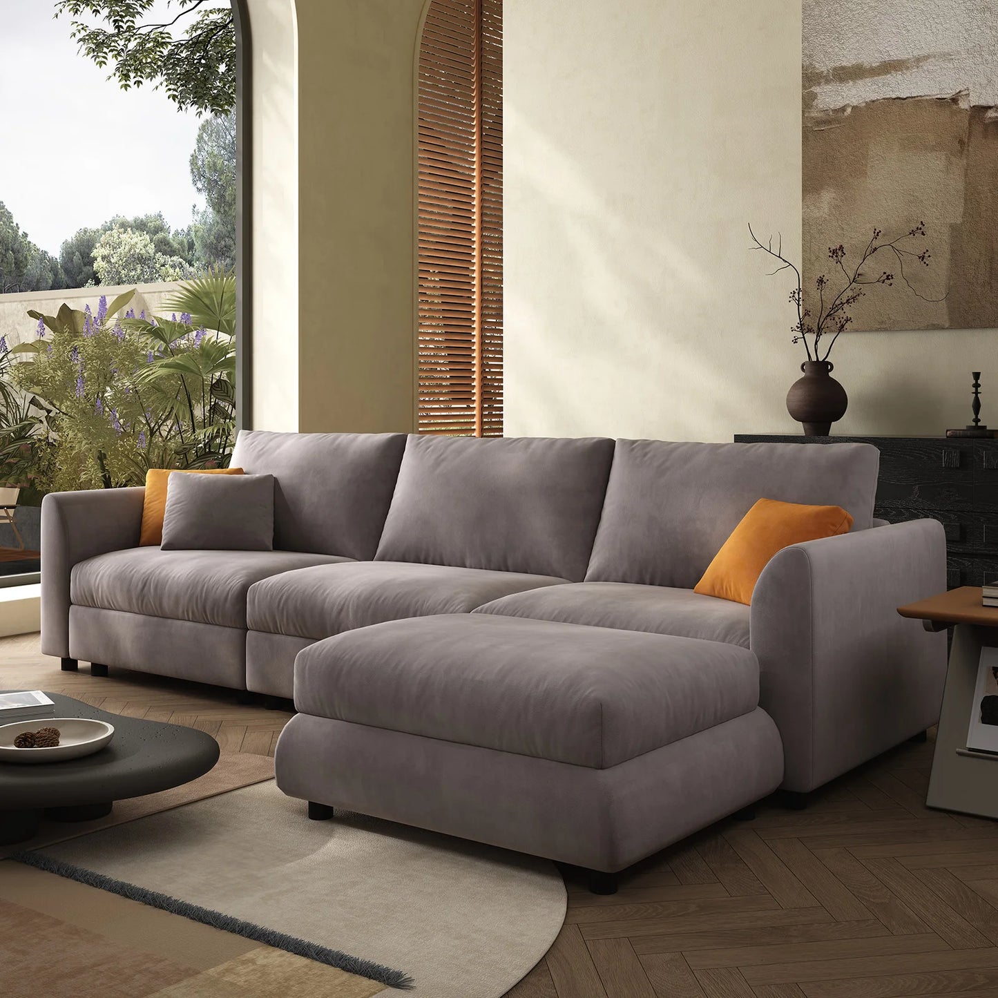 Comfy Cloud Couch 108.2'' Modern Sectional Sofa for Living Room Down Filled