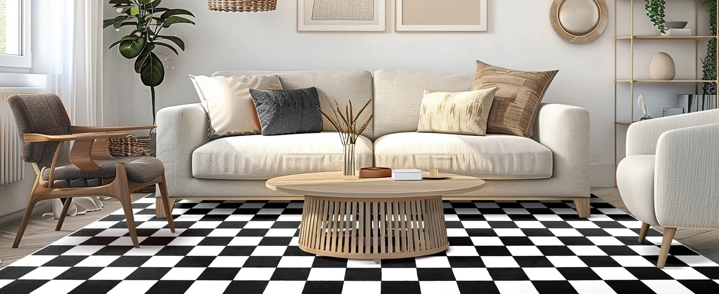 Black and White Checkered Rug
