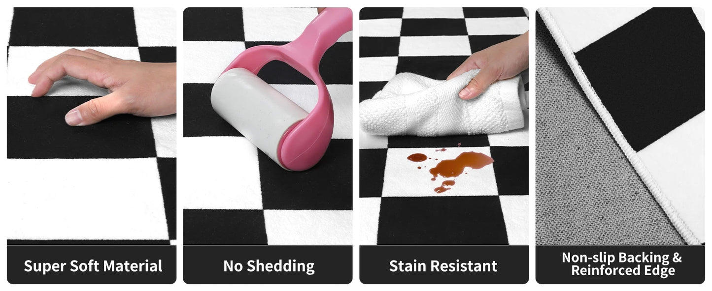 Black and White Checkered Rug