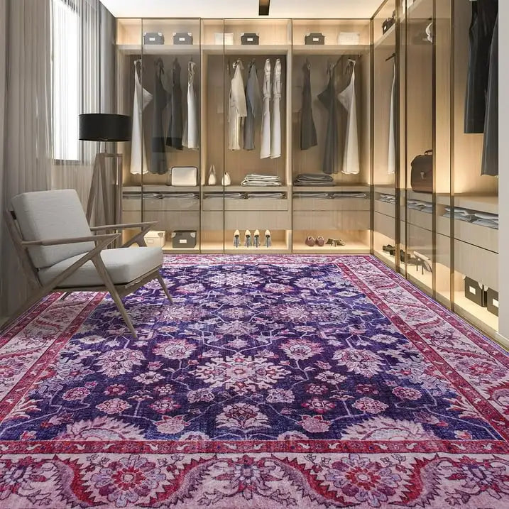 New Vintage Floral Rugs Soft Accent Large Area Rug Fluffy Carpet for Bedroom Living Room