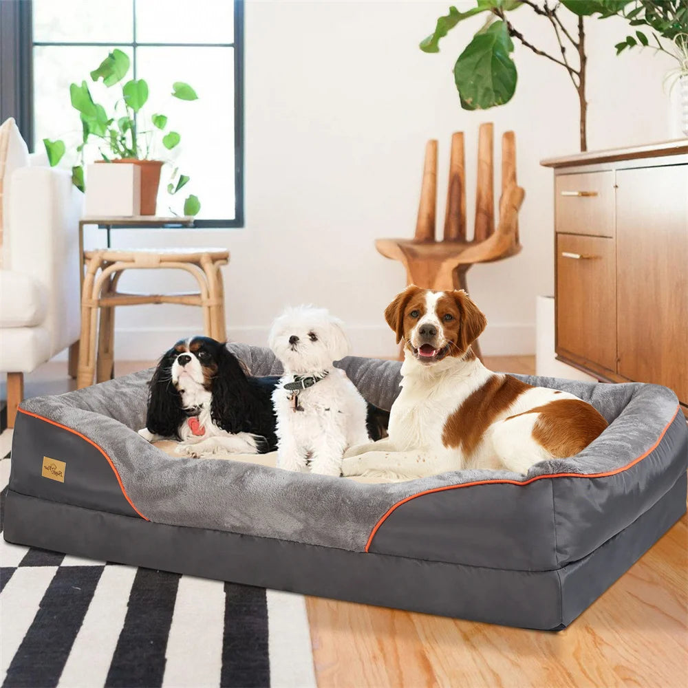 Jumbo Large Orthopedic Dog Bed Memory Foam Pet Sofa Couch Waterproof Elevated Cushion  Removable Cover