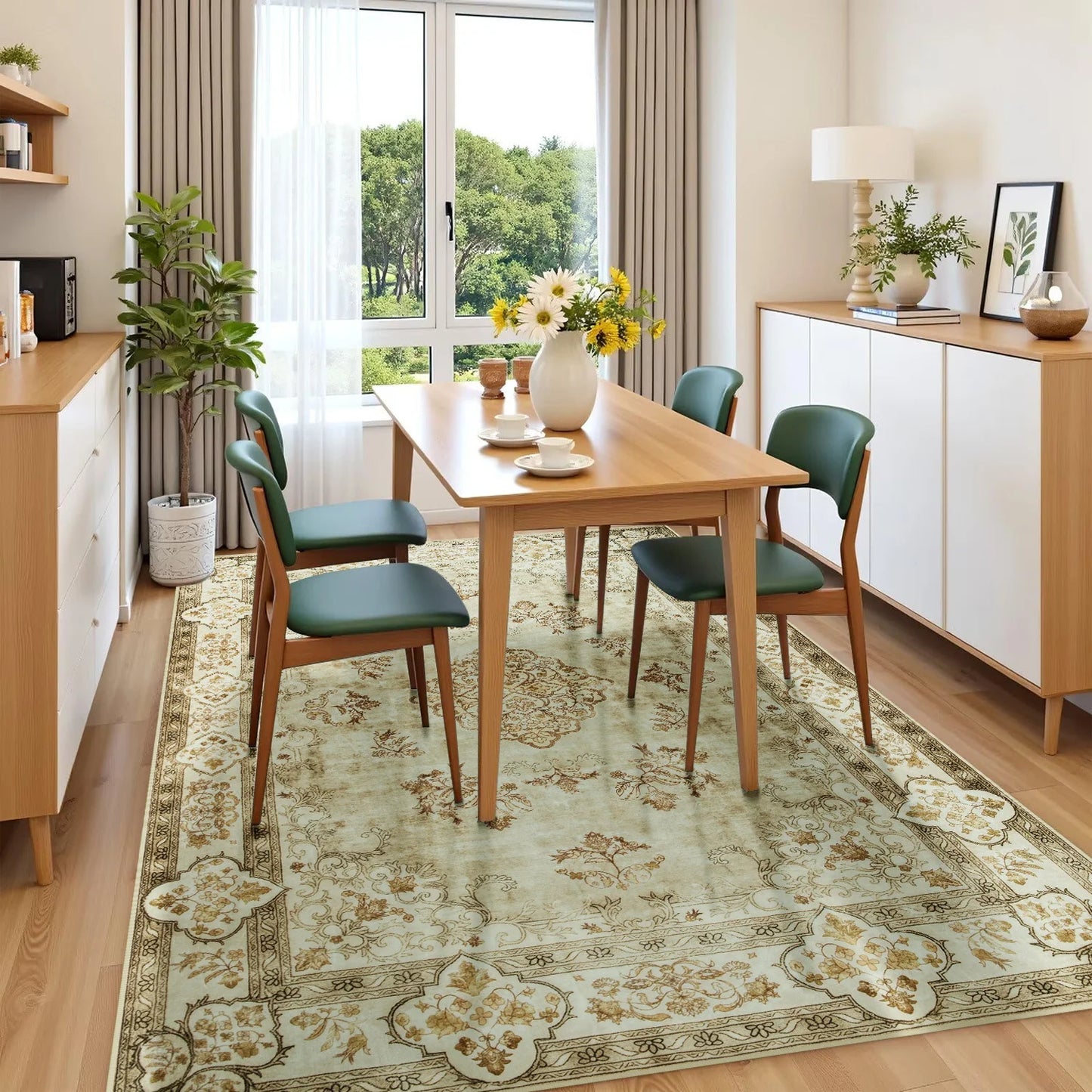 Elegant Floral Faux Wool Area Rug