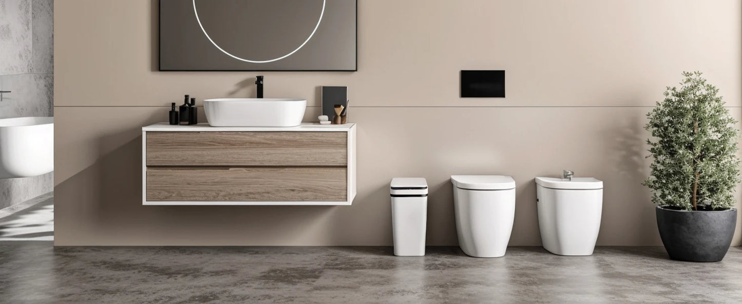 2 Pack 12L & 18L Bathroom Automatic Trash Can Touchless Motion Sensor Garbage Can with Lid for Bedroom living Room Kitchen White