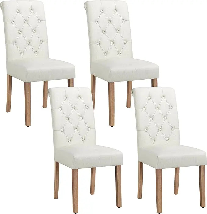 Tufted Dining Chairs Set of 4 Parsons Kitchen Chairs Stylish, Upholstered Fabric Chairs with Solid Wood Legs