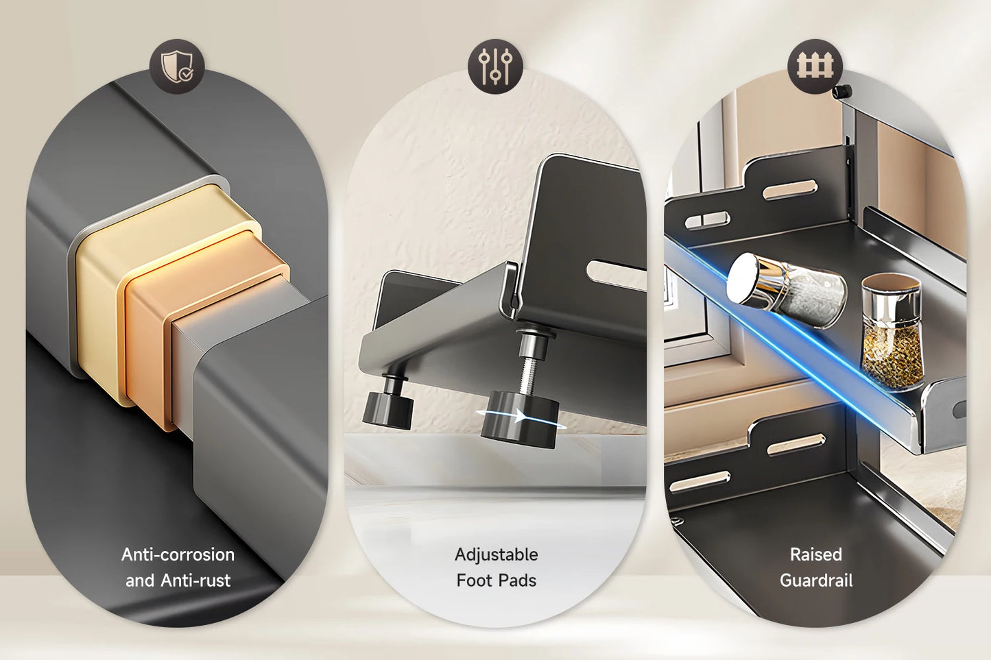 1pc Multi-Tier Spice Rack, Space-Saving Kitchen Countertop Organizer for Seasoning Jar Storage