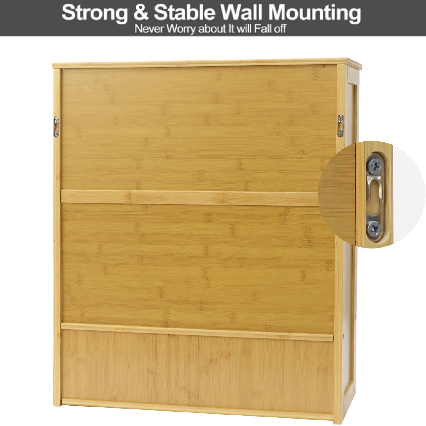 Bathroom Wall Cabinet Storage Shelf Bamboo Medicine Cabinet with with 2 Doors Adjustable Shelf