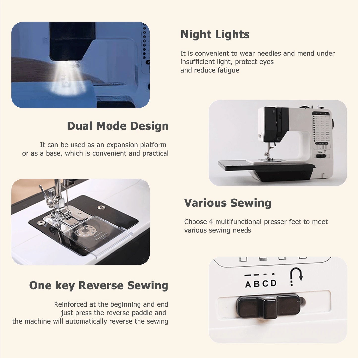 12 Stitches Mini Electric Sewing Machine with Sewing Table and 113PCS Sewing Kit