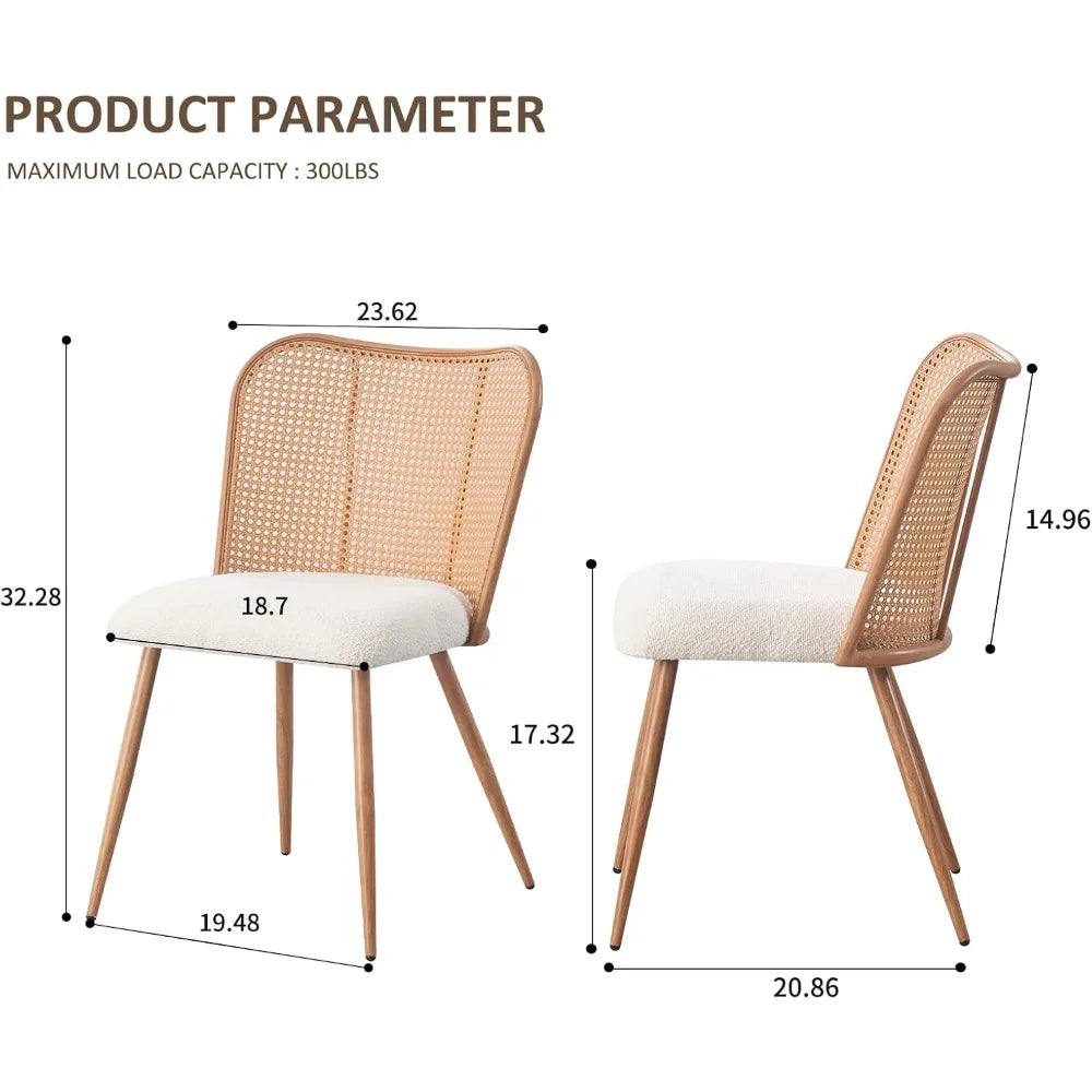 Rattan Dining Chairs Set of 4, Modern Cane Back Chairs