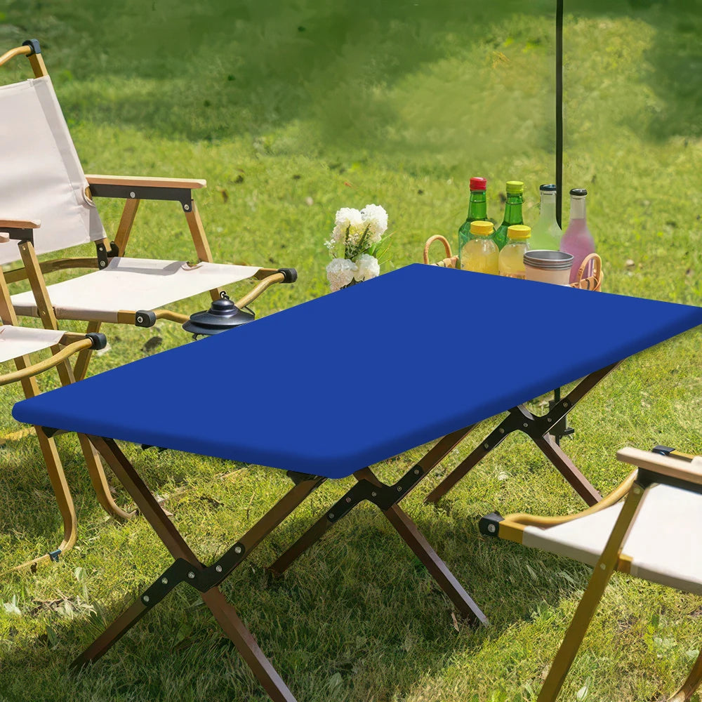 Solid Color Polyester Elastic Rectangular Tablecloth - Universal Fit for Home Parties, Picnics, Weddings & Banquets