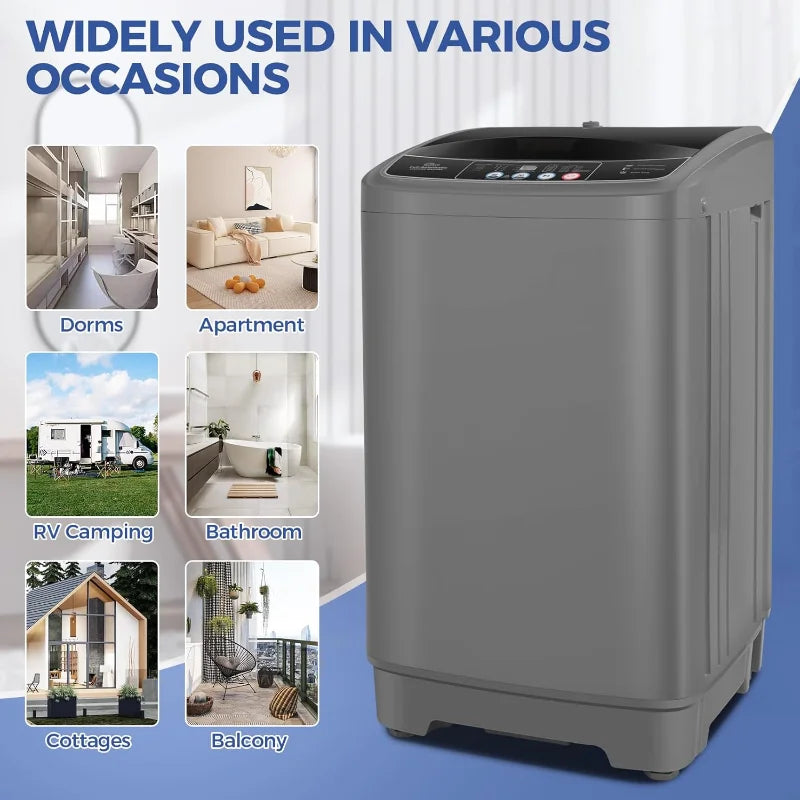 Portable Washing Machine, 17.8Lbs Portable Washer Machine,2.4Cu.ft Compact Laundry Washer & Dryer Combo with Drain Pump