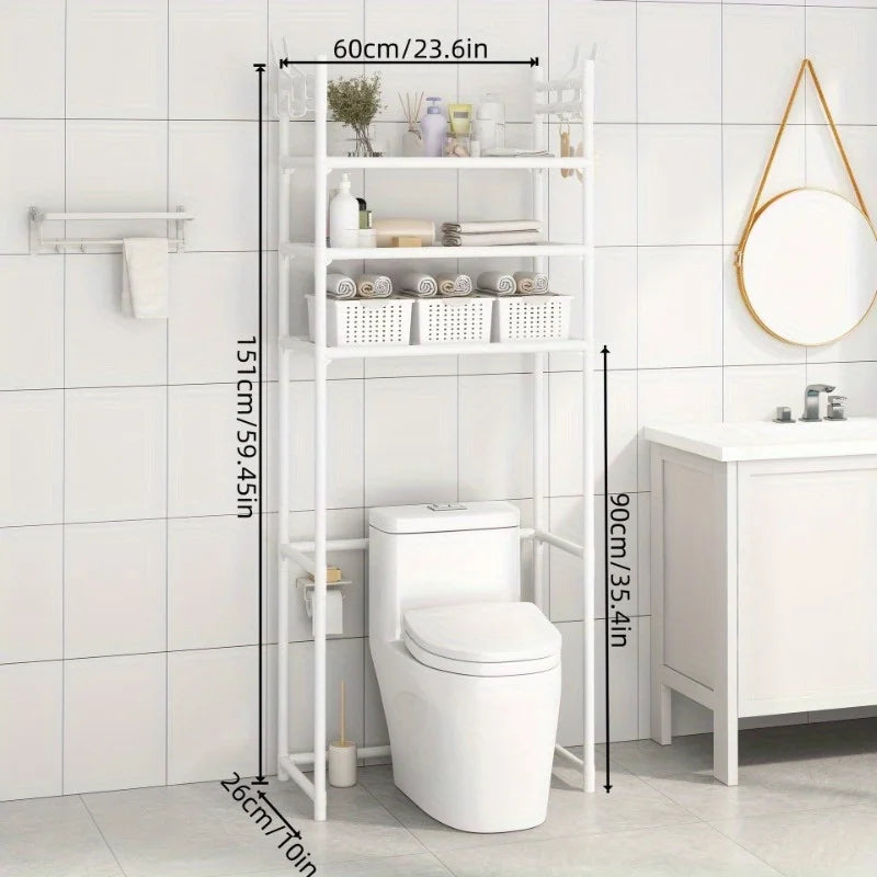 Metal 3 Tier Above Toilet Storage Rack Floor-to-ceiling No-drill Bathroom Accessory