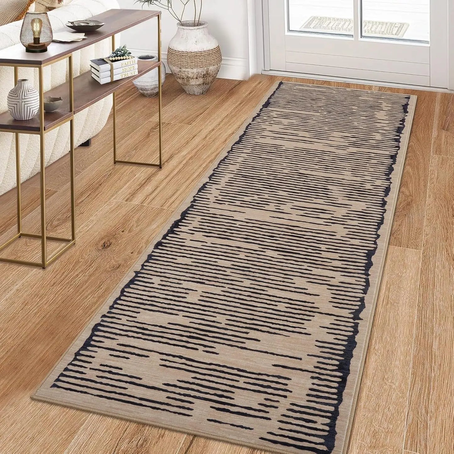 Washable Modern Stripe Carpet Non Slip