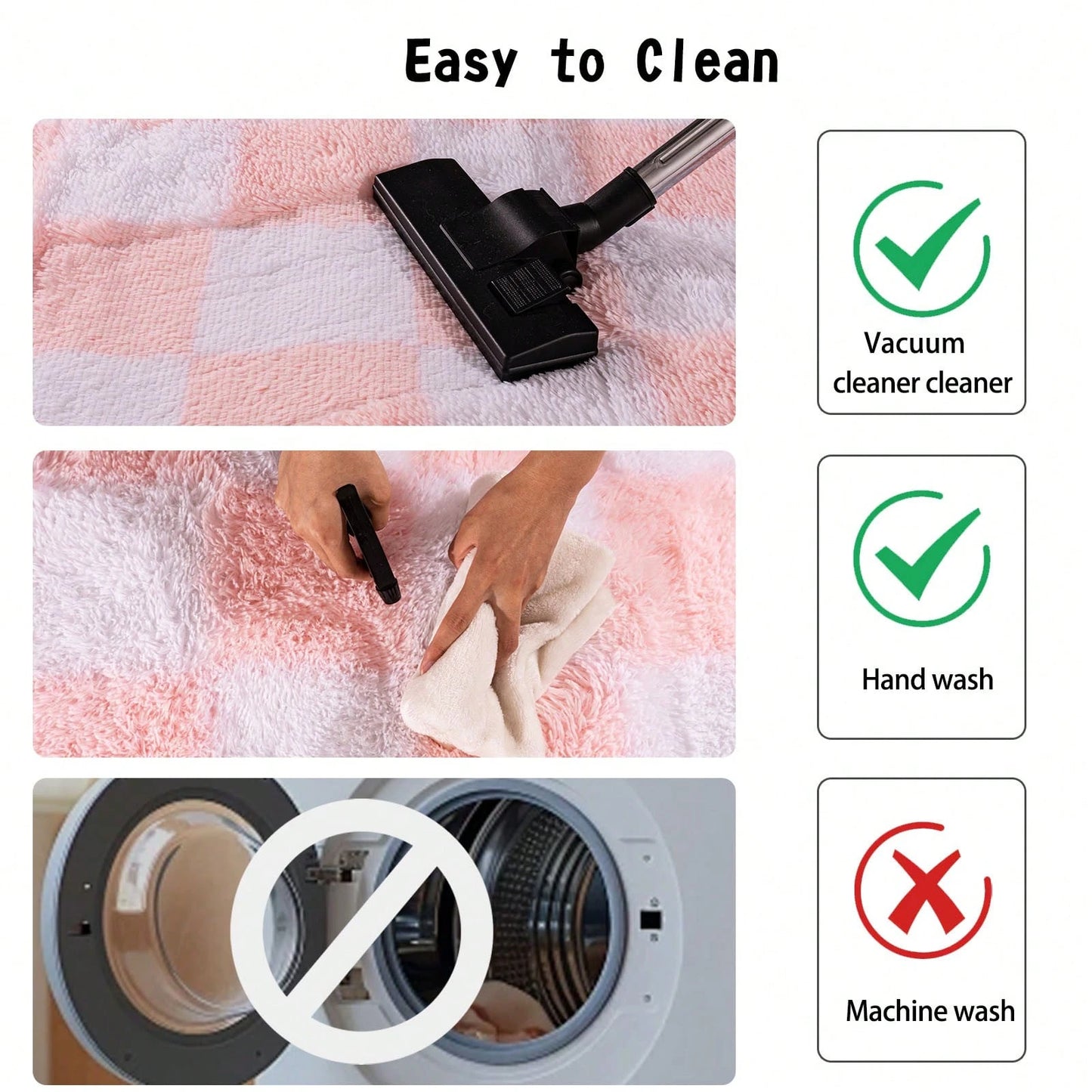 Fluffy Long Shag Plaid Area Rug for Bedroom, Living Room Washable , Super Soft Indoor Plush Rug.