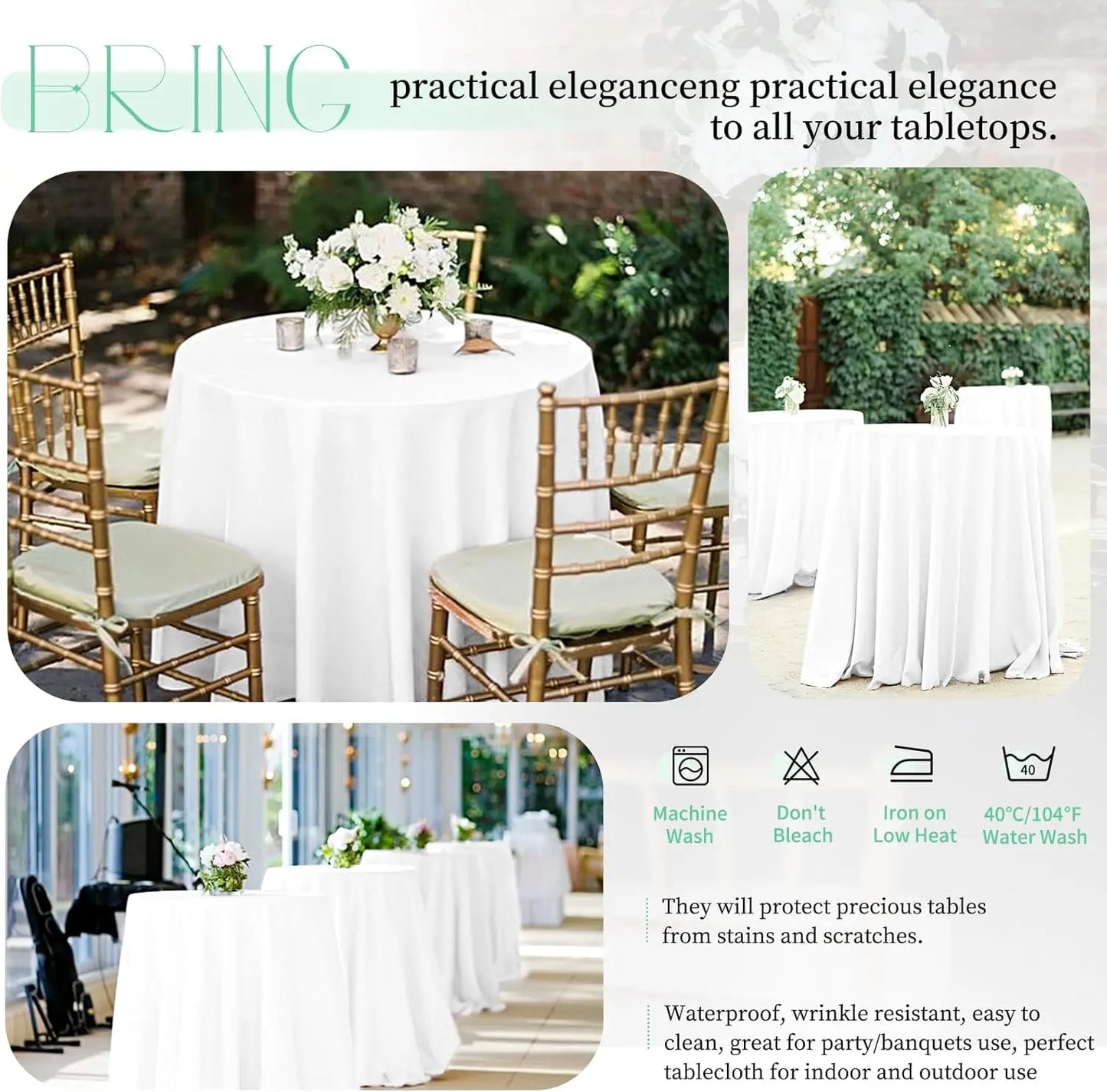 12 Pack White Round Tablecloth 90 inch Round Table Cloth Polyester,White Tablecloths for Round Tables