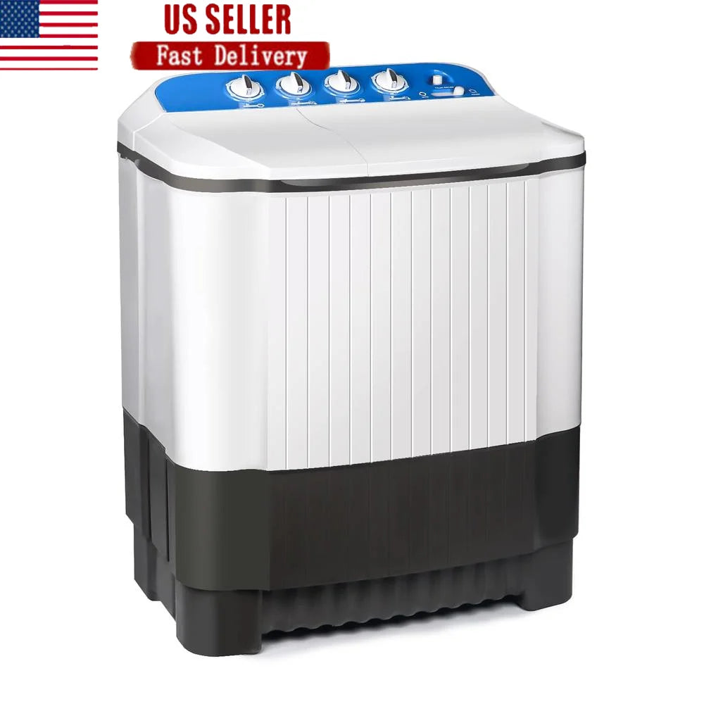 Portable 15.5lbs Washing Machine Semi Automatic Twin Tub Compact Laundry Washer Spin Dry Perfect Apartments Dorm RV