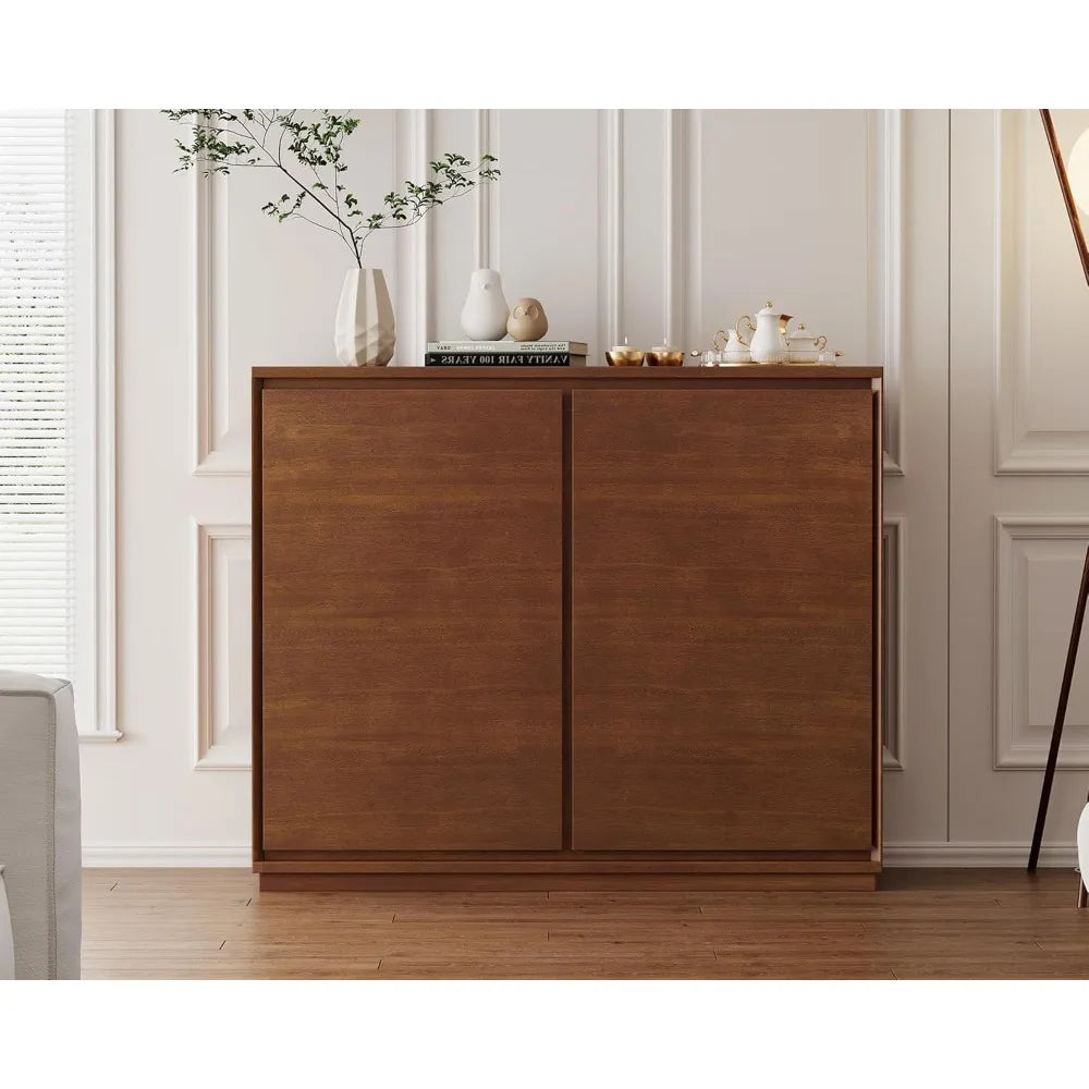 Mid Century Modern Sideboard Buffet Cabinet ,Small Storage Cabinet with 2 Outlet Holes for Living Room, Kitchen, Entryway