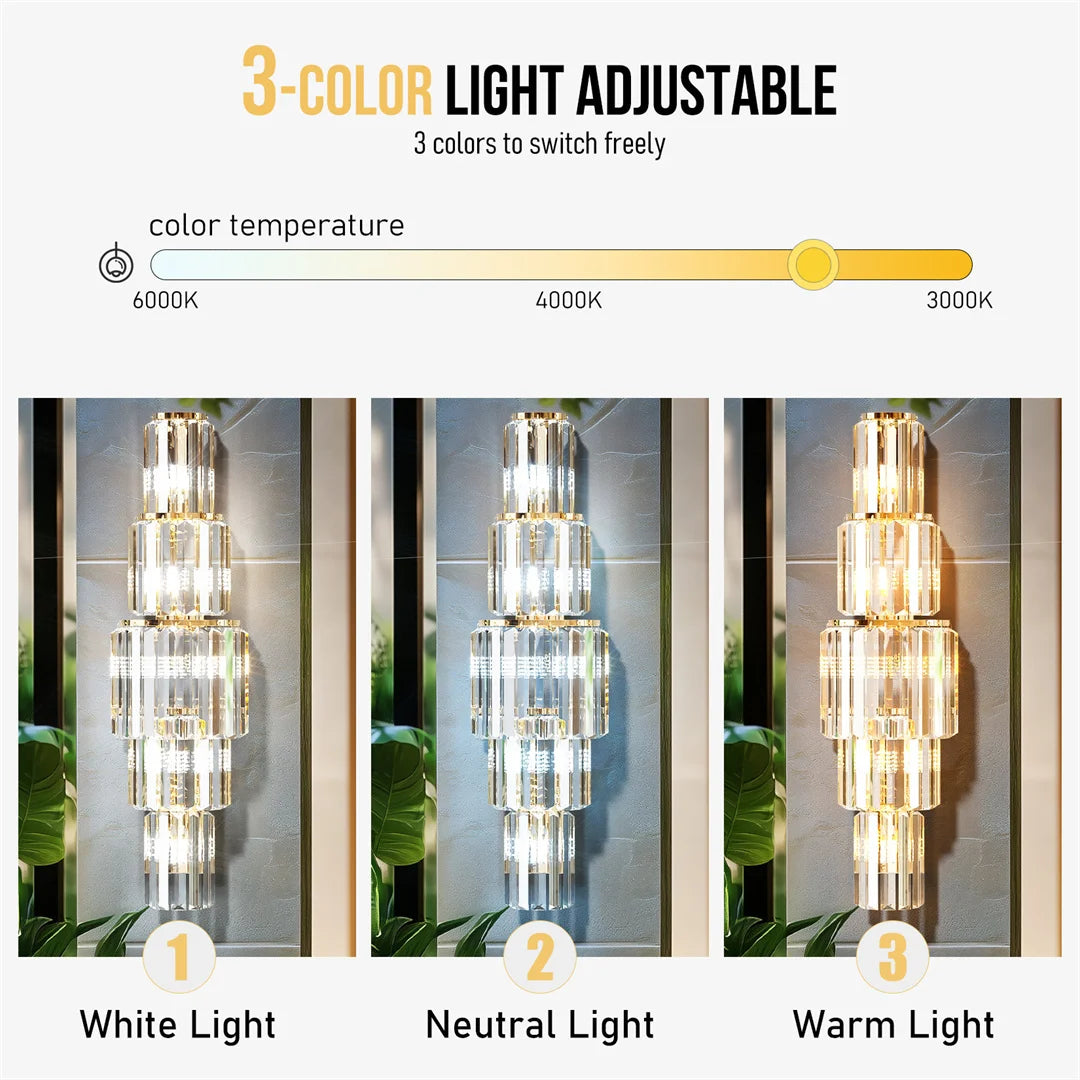 Modern Crystal Wall Lamp 3-Layer Wall Crystal Sconce Light E14 Led Corn Lights