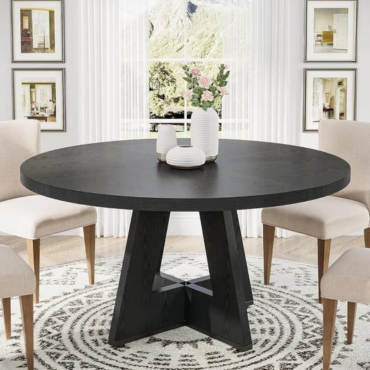Round Wood Dining Table For Kitchen or Dining Room, 47 in