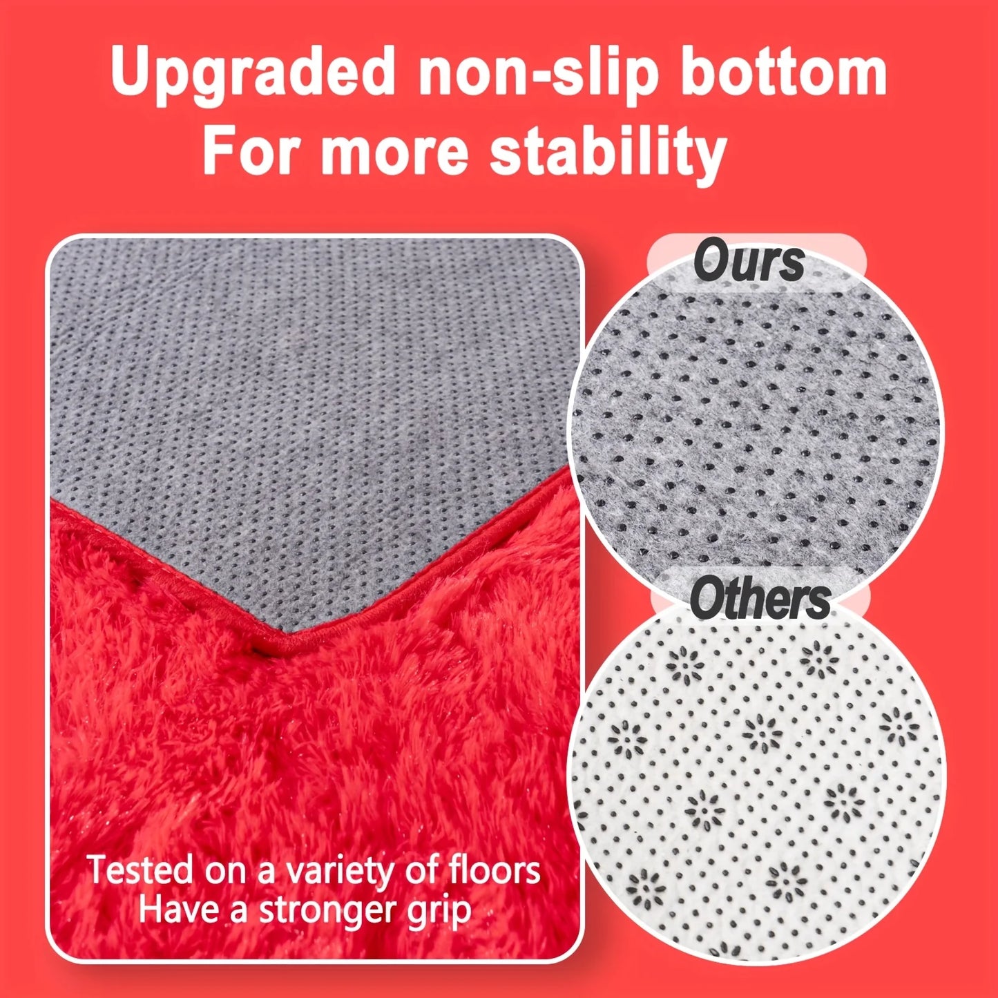 Fluffy Soft Shaggy Non-Slip Red Rugs For Living Room/Bedroom/Nursery