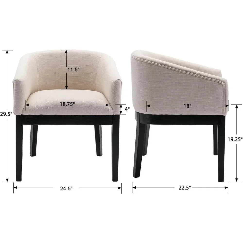 Beige Dining Chairs Set of 6, Mid-Century Modern Dining Chairs, Linen Upholstered