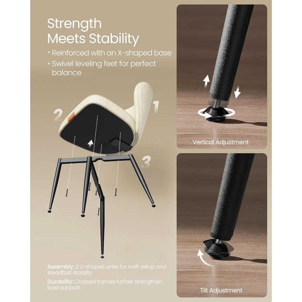 Dining Chairs Set of 2, Upholstered Kitchen Chairs, Comfortable Seat, Synthetic Leather with Stitching, Mid-C