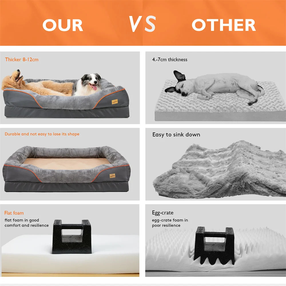 Jumbo Large Orthopedic Dog Bed Memory Foam Pet Sofa Couch Waterproof Elevated Cushion  Removable Cover