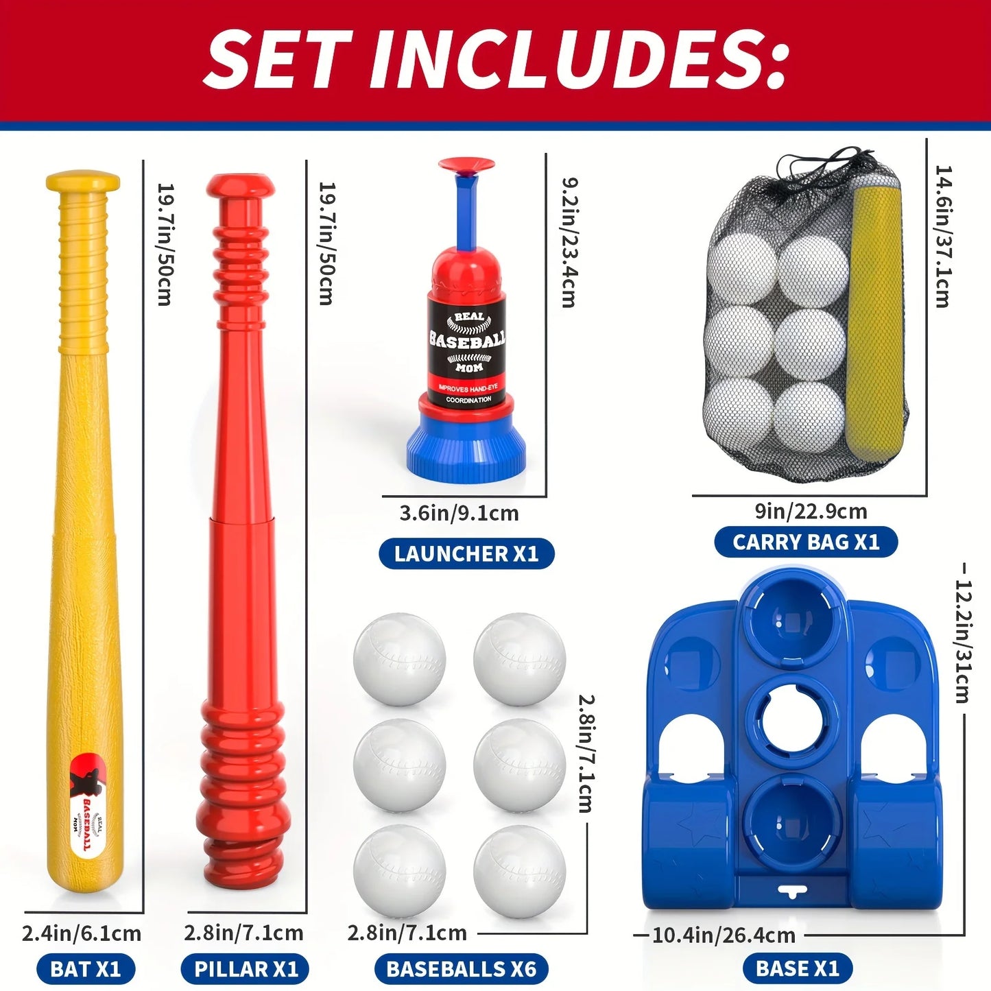 Baseball Ball Sets Toys For Kids 3-8 Kids Indoor Outdoor Baseball For Boys Toddlers Auto Ball Launcher Sports Outside Toys Gifts