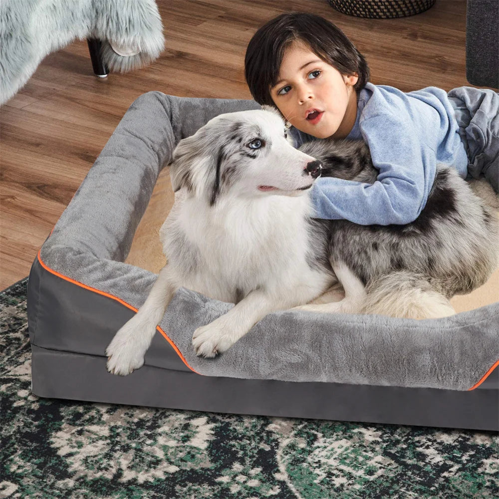 Jumbo Large Orthopedic Dog Bed Memory Foam Pet Sofa Couch Waterproof Elevated Cushion  Removable Cover