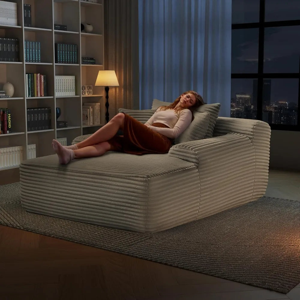68'' Plush Corduroy Cloud Couch, Fluffy Oversized Sofa Bed for Bedroom Living Room, Comfy Boneless