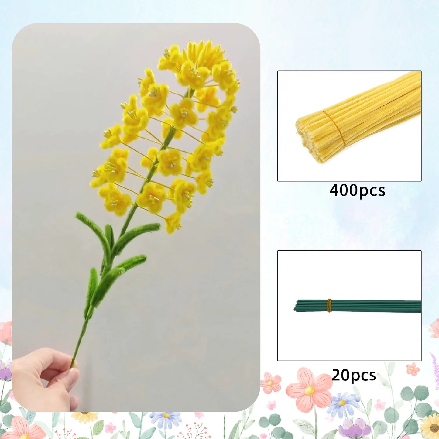 420pcs Pipe Cleaner Flowers Kit DIY Art Flower Bouquet Craft