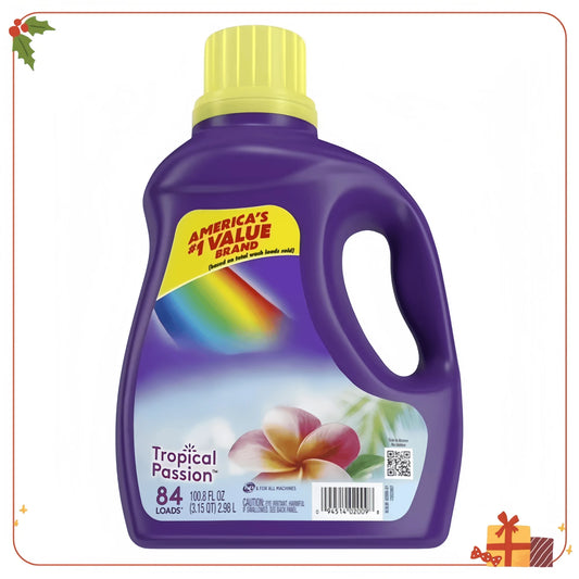 100.8 fl oz Tropical Passion Laundry Detergent, for 84 Loads, HE Compatible with Fresh Scent & Effective Cleaning