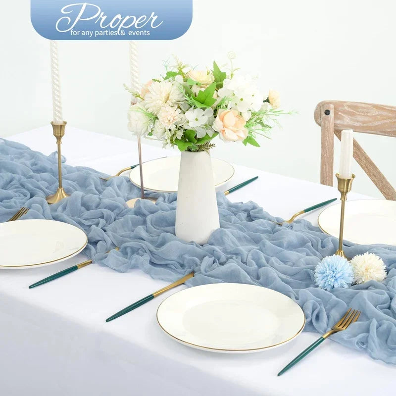 1pc Cheesecloth Table Runner,Country Style Gauze Cheese Cloth Tablecloth For Wedding,Bridal Shower,Baby Shower,Birthday Party