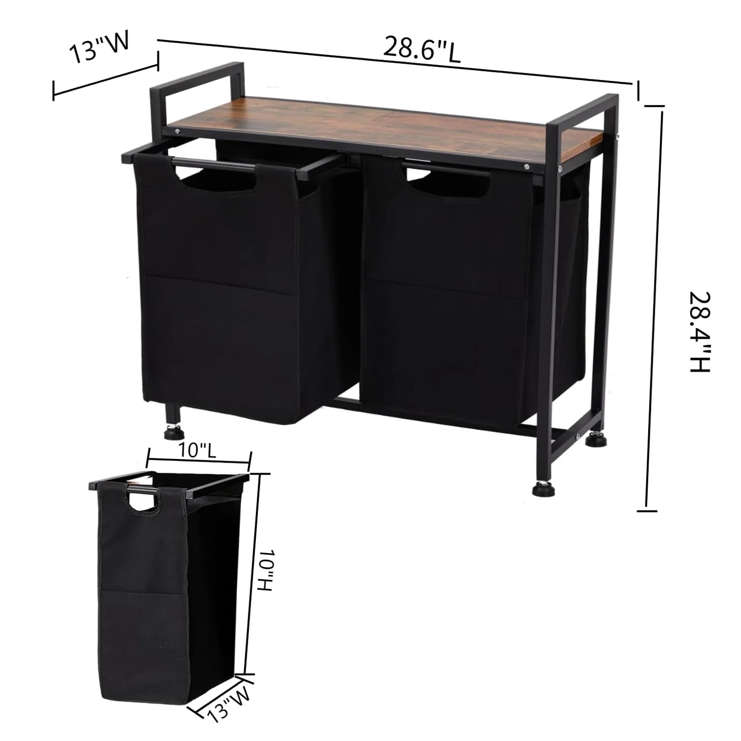 Laundry Hamper, Laundry Basket Organizer Laundry Sorter 2 Section with Removable Laundry Bag and Top Shelf