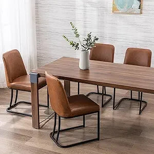 set of 4 comfortable linen-upholstered dining chairs with back support for modern kitchen