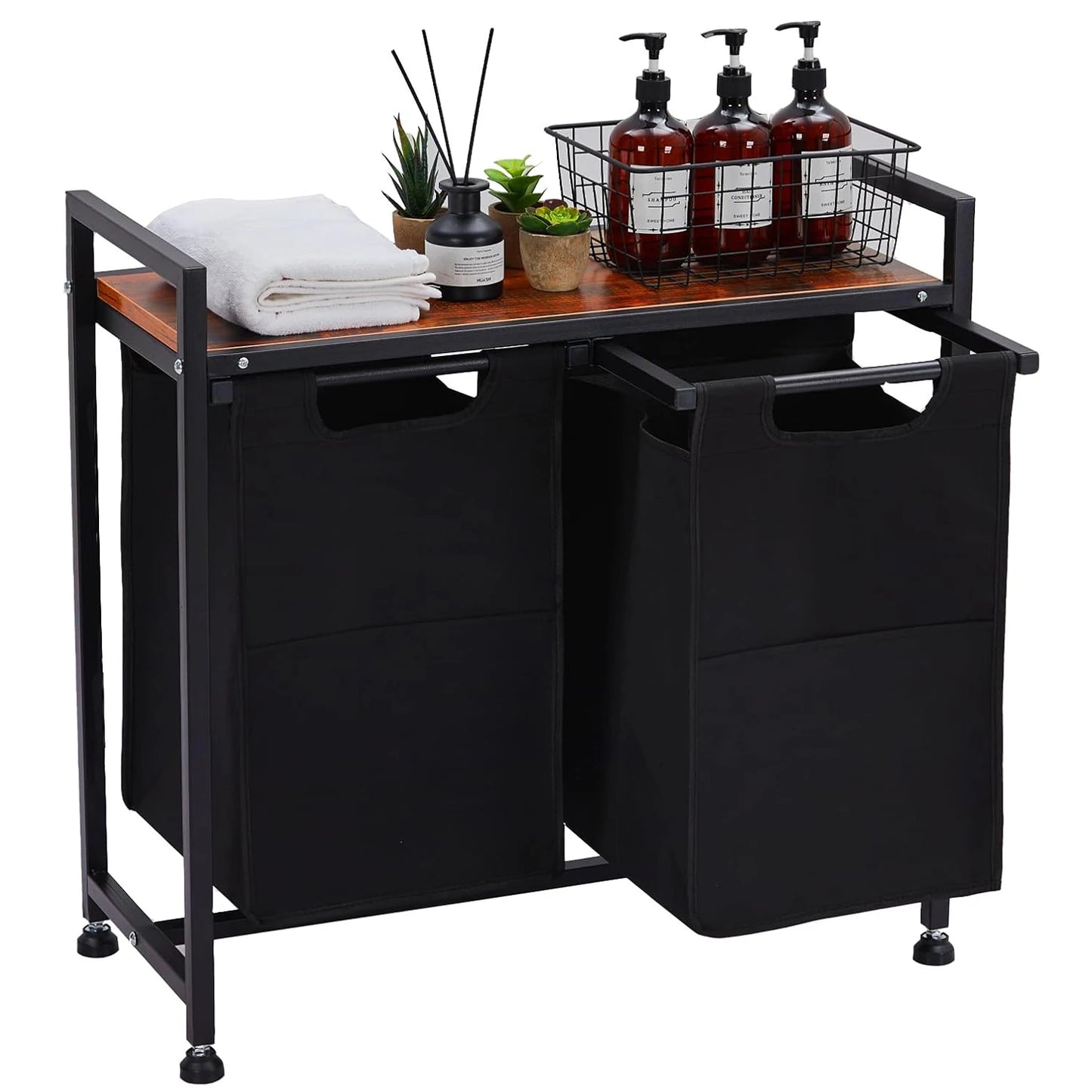 Laundry Hamper, Laundry Basket Organizer Laundry Sorter 2 Section with Removable Laundry Bag and Top Shelf