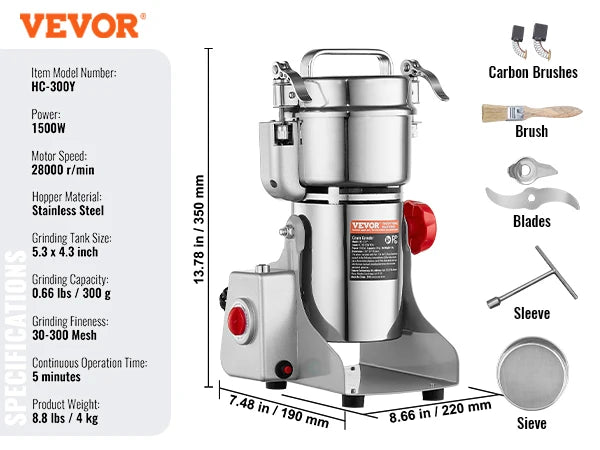 150-2500g Electric Grain Mill Grinder