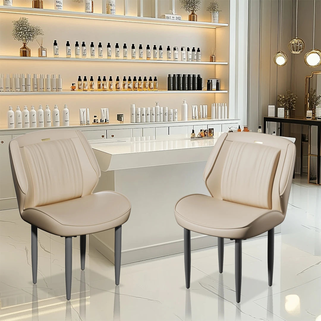 2Pcs PU Leather Dining Chairs Armless Wide Back Modern Accent Chairs for Dining Room Kitchen Suitable for All Tables