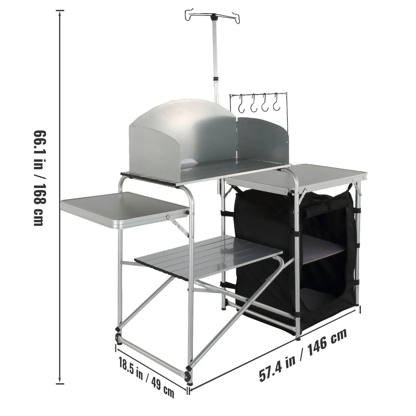 Foldable Camping Outdoor Kitchen Table Cabinet
