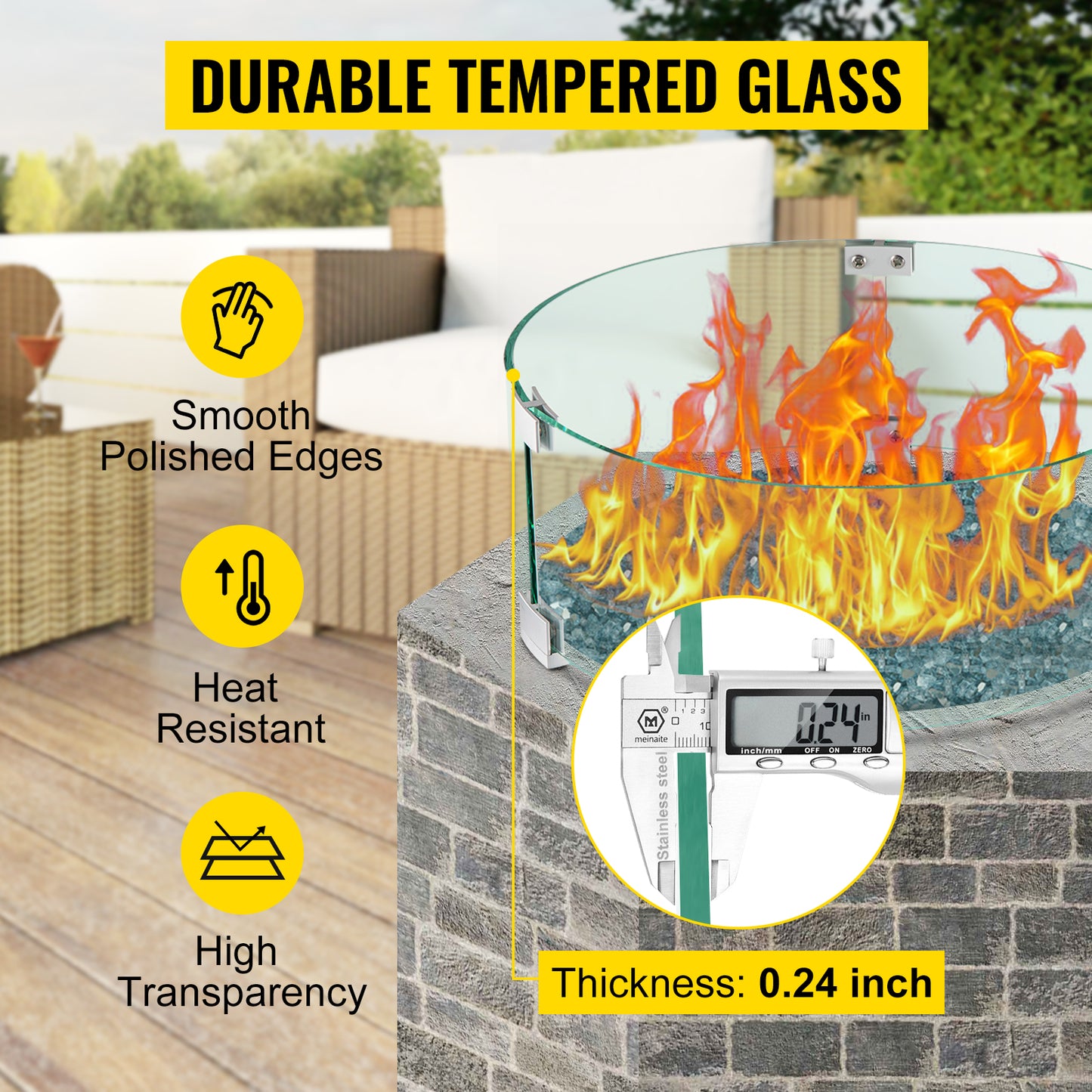 Tempered Glass Wind Guard Flame Shield