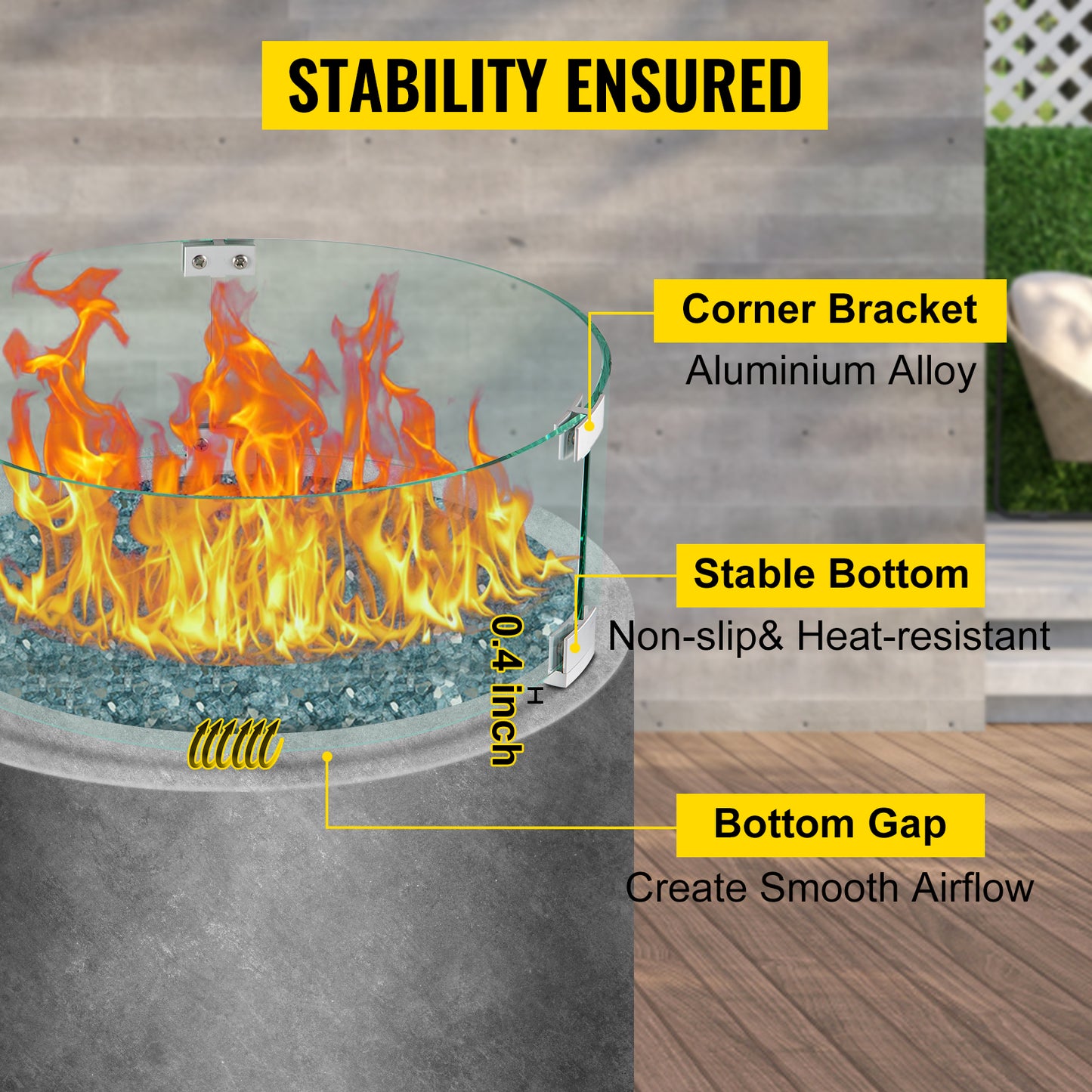 Tempered Glass Wind Guard Flame Shield