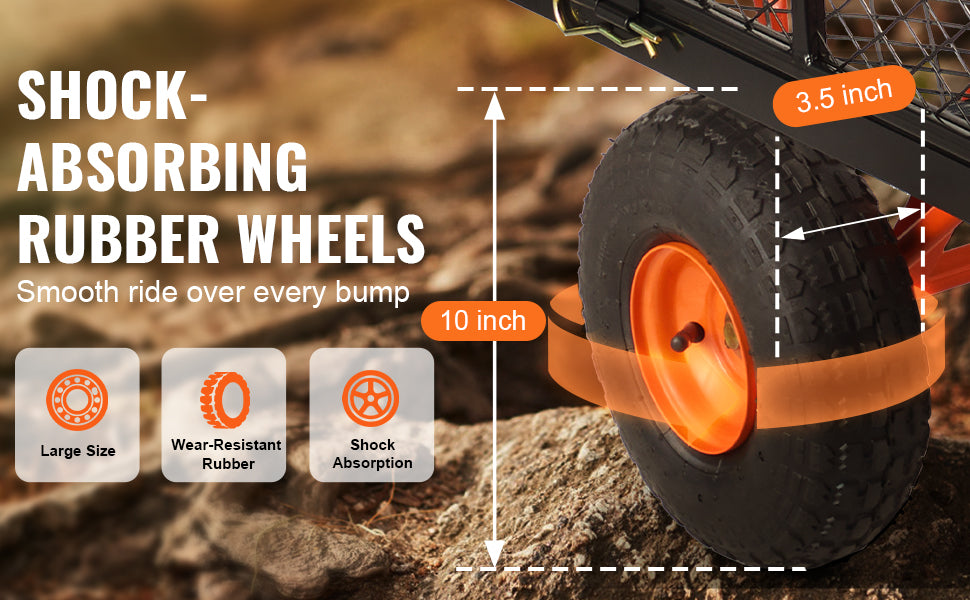 Garden Cart Sturdy Metal Utility Wagon with Simple Assembly Versatile Dump Cart Wheelbarrow with 400/880lbs Capacity